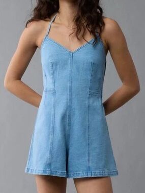 American Eagle denim halter top romper  NWT